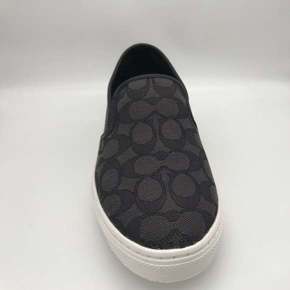 COACH BLACK SMOKE/ BLACK SIG. C LEATHER SNEAKERS STYLE G1909 SIZE 8.5B - Picture 3 of 7